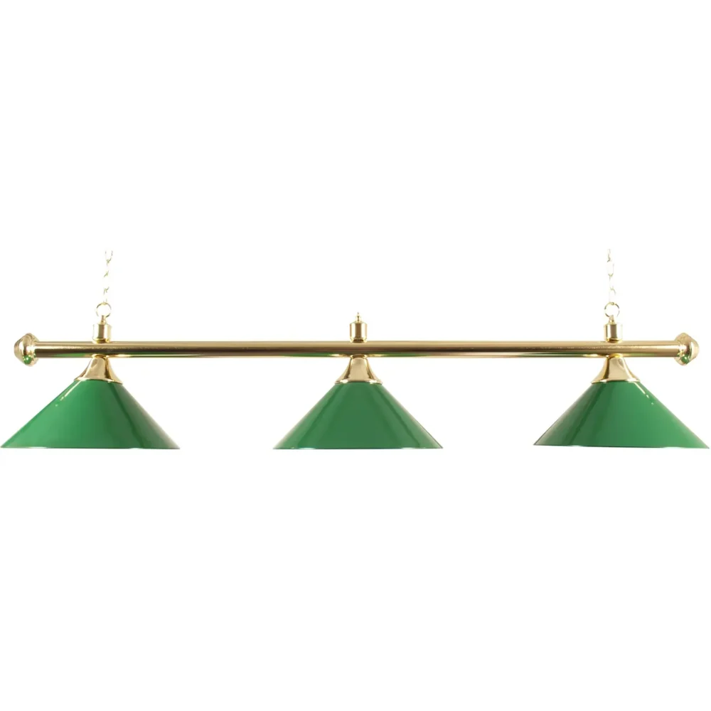 Pool Lamp ; Brass With Green Shades