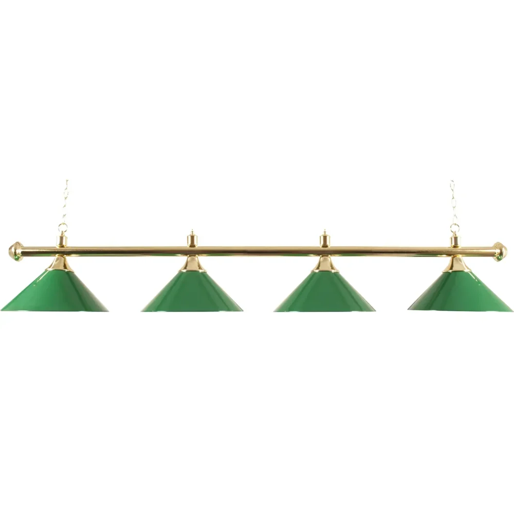Snooker And Pool Lamp In Brass With Green Shades