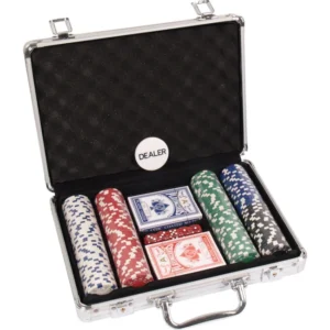 Poker Set – Aluminium Case Cards And Dice With 500 X Round 11.5 Gr Chips Poker & Card Games SAM Leisure