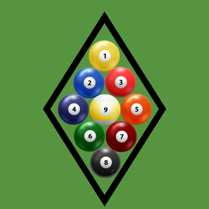 9-Ball Pool Table setup in triangle